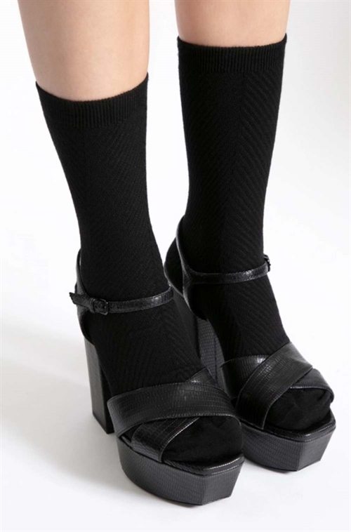 MRS. HOSIERY CHEVRON CLASSIC SOCK BLACK